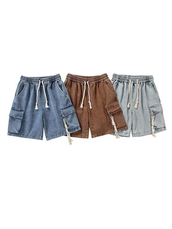 Washed Wide Leg Denim Shorts Fashion