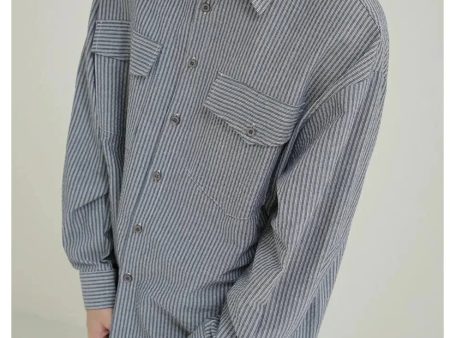 Vertical Stripe Button-down Shirt Hot on Sale