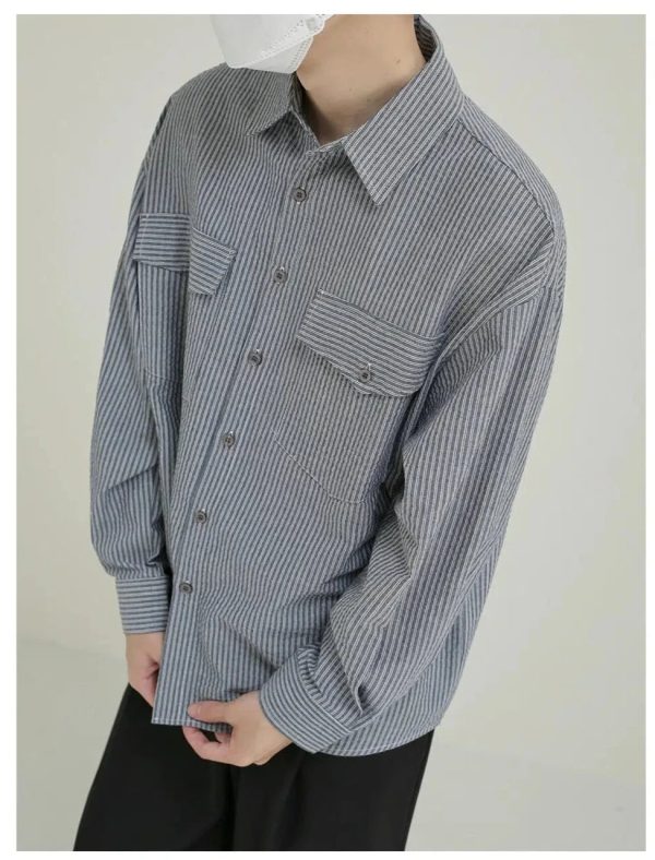 Vertical Stripe Button-down Shirt Hot on Sale