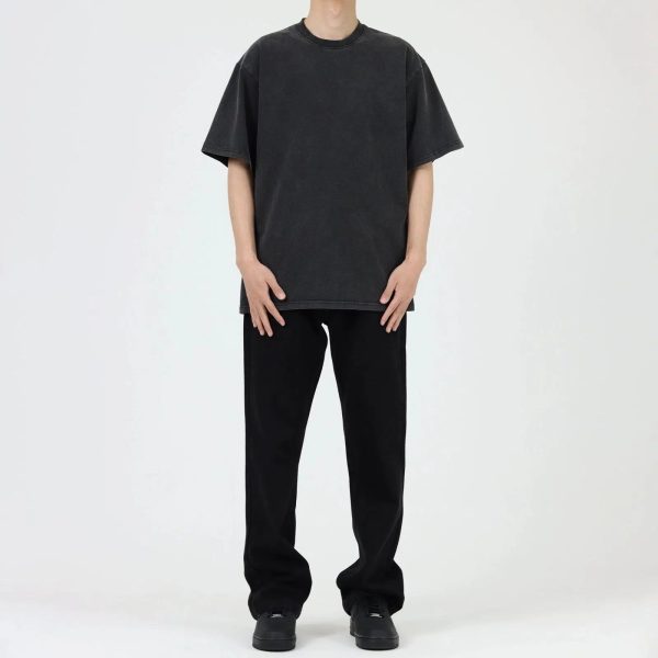 Washed Round Neck Short Sleeve T-shirt Supply