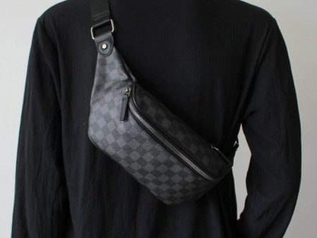 Black Check Waist Bag For Sale