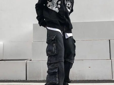 Black Denim Cargo Pants Online Sale