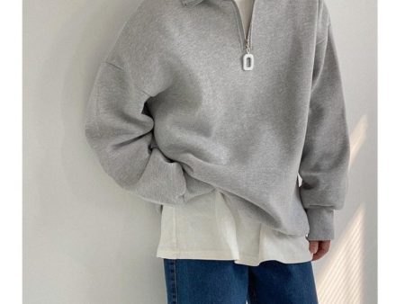 Zipper Stand Collar Sweatshirt Online Hot Sale