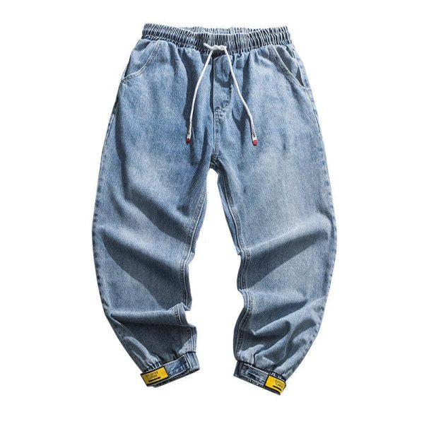 Washed Blue Fit Beamed Jeans For Cheap