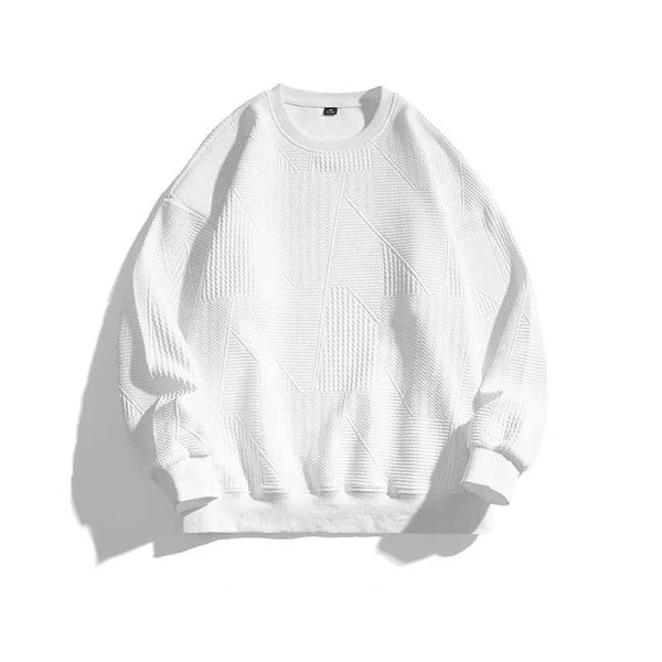 Waffle Texture Round Neck Sweatshirt Discount