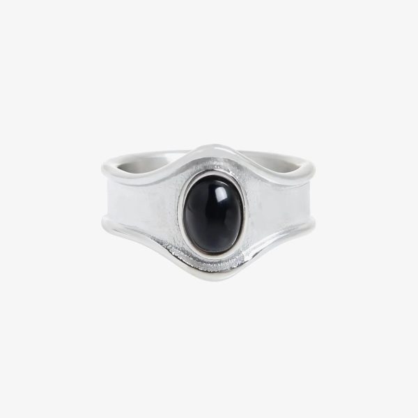 Black Agate Stone Ring Hot on Sale