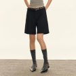 Belted Knee-Length Casual Shorts Hot on Sale