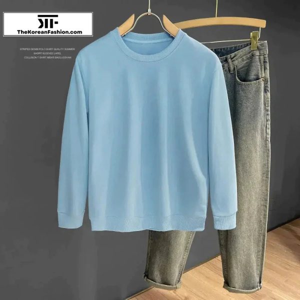 Solid Color Round Neck Bottoming Sweatshirt Online Sale