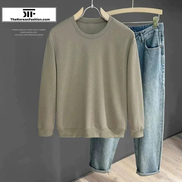 Solid Color Round Neck Bottoming Sweatshirt Online Sale