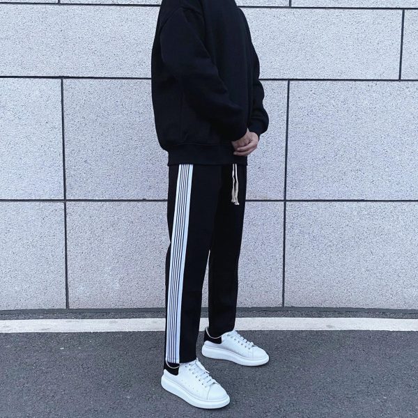 Black and White Side Stripe Pants Online Sale