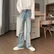 Versatile Light Blue Straight-leg Jeans For Cheap