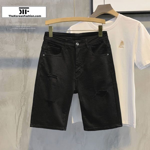 Black Basic Denim Shorts For Discount