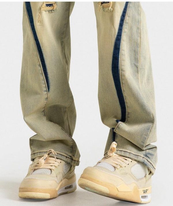 Yellow Mud Dyed Hole Pants Hot on Sale