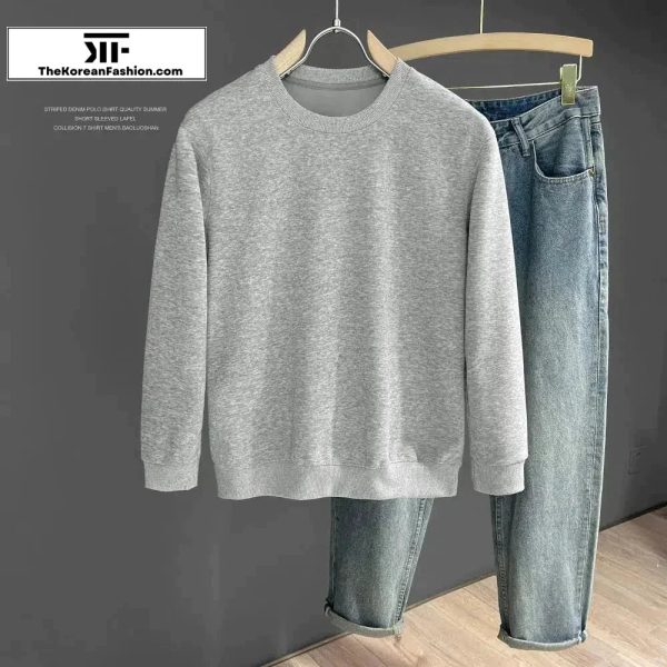 Solid Color Round Neck Bottoming Sweatshirt Online Sale