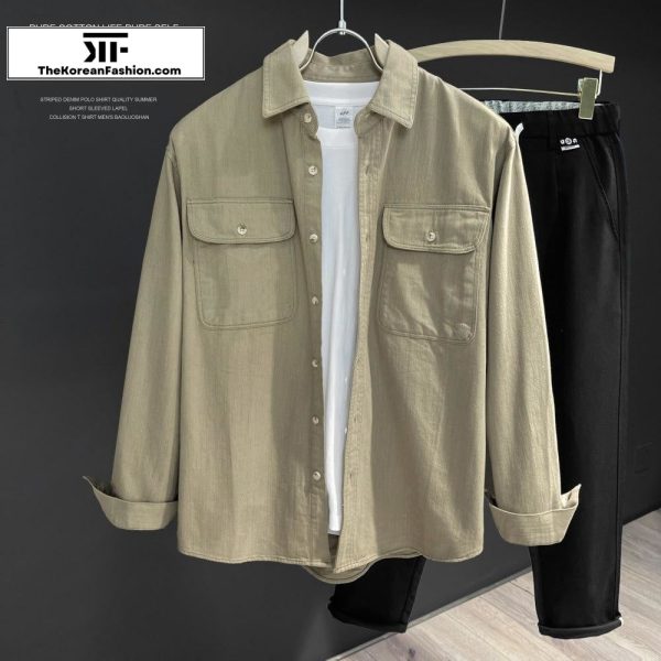 Vintage Long Sleeve Lapel Shirt Fashion