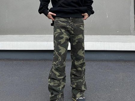 Zipper Washed Camouflage Cargo Pants Cheap