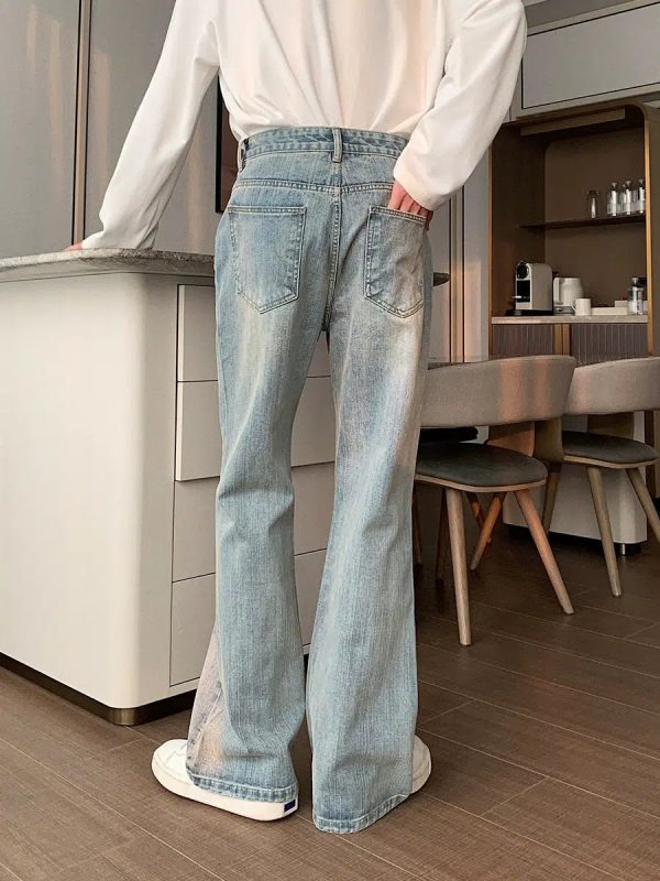 Versatile Light Blue Straight-leg Jeans For Cheap