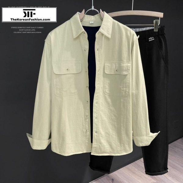 Vintage Long Sleeve Lapel Shirt Fashion