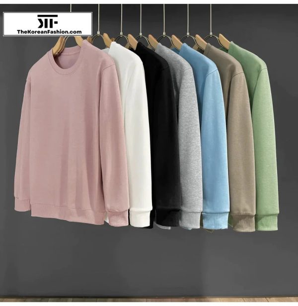 Solid Color Round Neck Bottoming Sweatshirt Online Sale