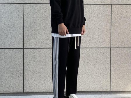 Black and White Side Stripe Pants Online Sale