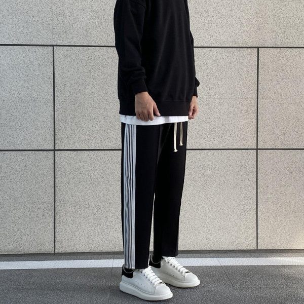 Black and White Side Stripe Pants Online Sale