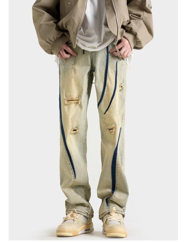 Yellow Mud Dyed Hole Pants Hot on Sale