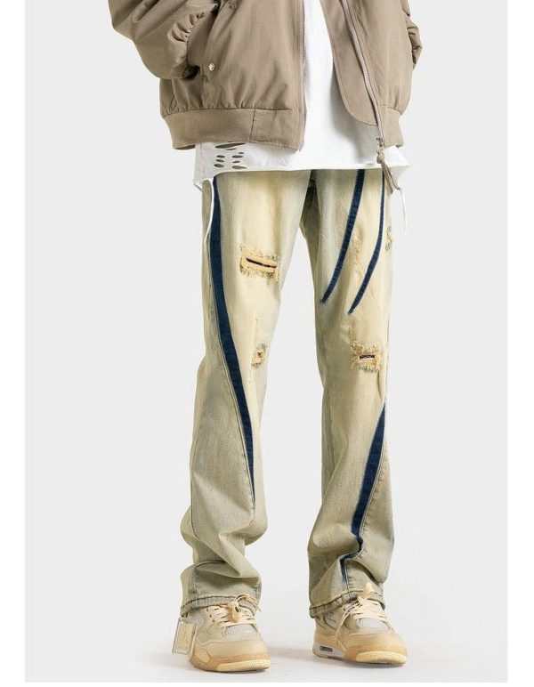 Yellow Mud Dyed Hole Pants Hot on Sale