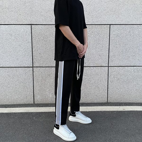 Black and White Side Stripe Pants Online Sale